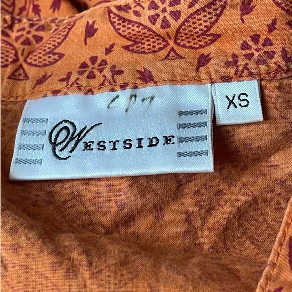 Westside Bohemian Long Orange Tunic w/ Red Designs & Sequins (Size: XS) - Picture 7 of 16